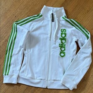 Adidas My Stripes Jacket in White with Green Stripes